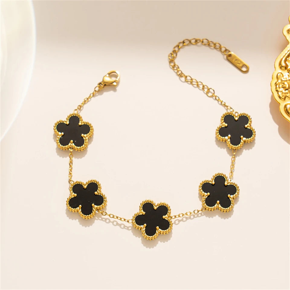 Stainless Steel Hot Selling Gold Plated Clover Charm Bracelet For Women