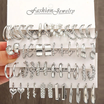 Boho Silver Color Earrings Set for Women