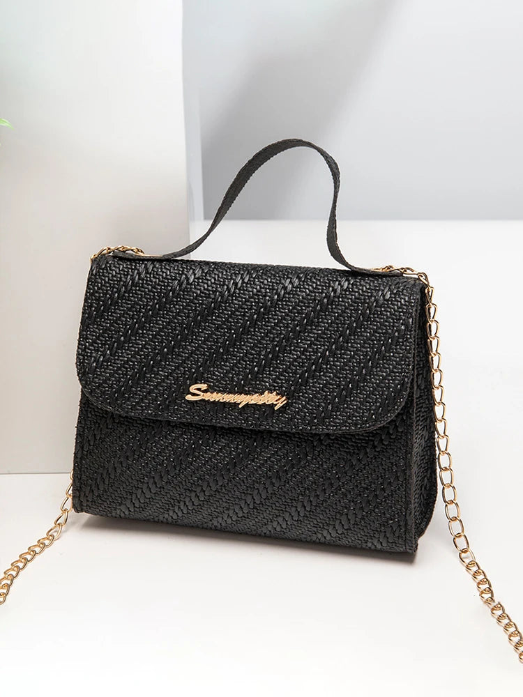 Embossing Chain Square Bag PU Leather Large Capacity Shoulder