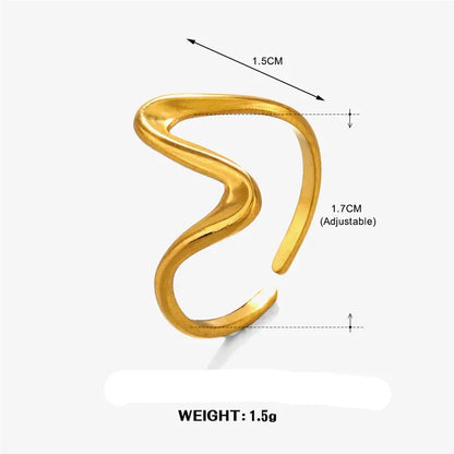 wave Rings For Women stainless steel Gold