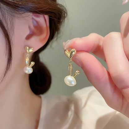 Pearl Long Earrings Women's Flower