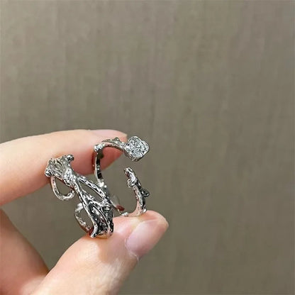 New Sliver Color Cubic Zirconia Snake Ring for Women Open Adjustable