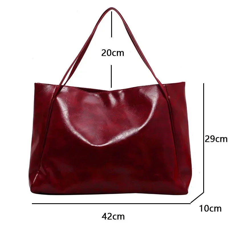 Women Tote Bag Fashion Underarm Pouch Large Capacity Soft Pu Leather Shoulder Bags