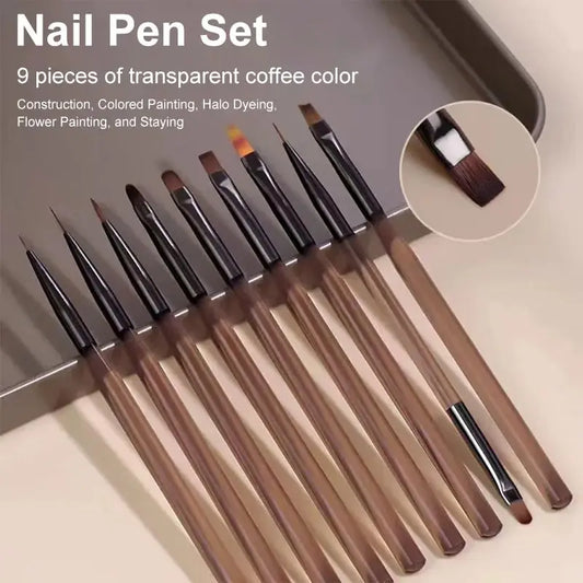 9PCS UV Gel Nail Brush Liner DIY Painting Pen