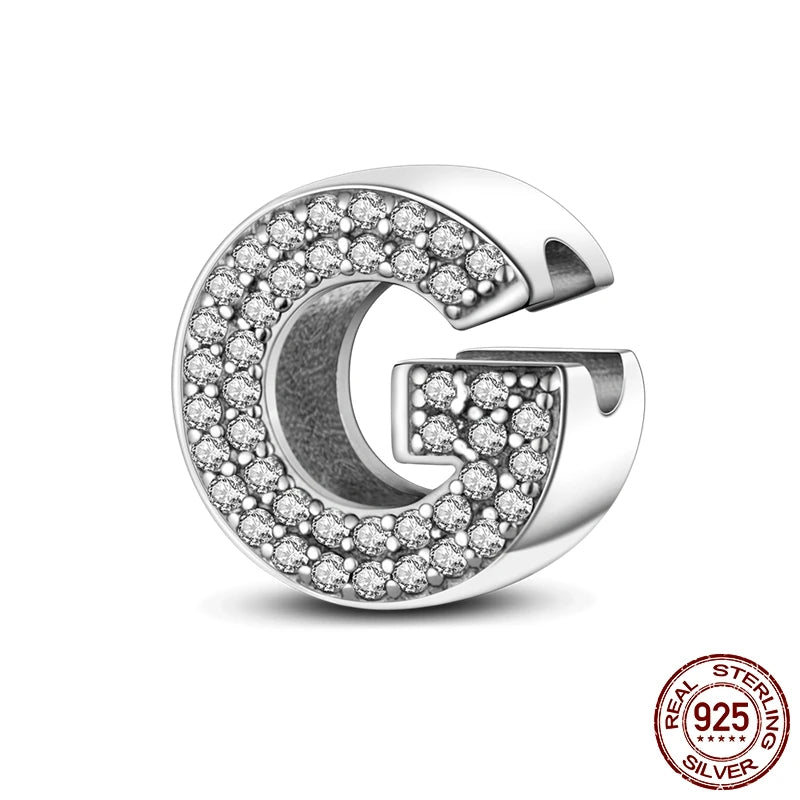 26 A-Z Alphabet Beads 925 Sterling Silver LOVE Letter Charm Fit