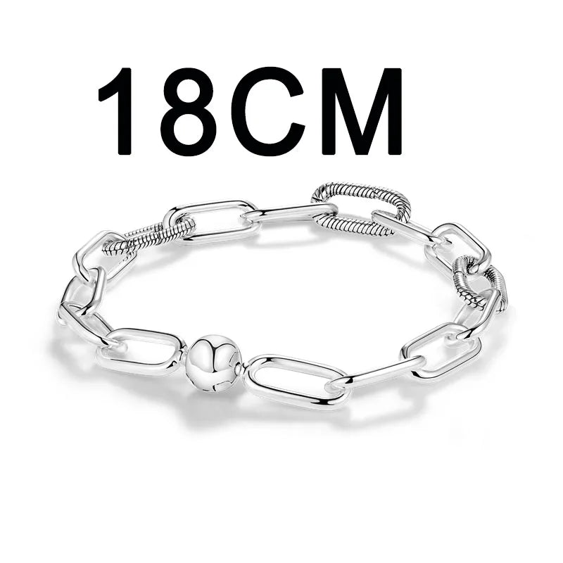 Silver Plated Link Bracelet Fit Original PAN Me Charm Beads Diy Jewelry