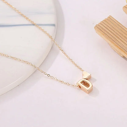 Fashion Tiny Heart Dainty Initial Necklace Gold