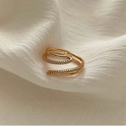 Stainless Steel 18 K Gold Plated Sun Rings for Women Natural Stone