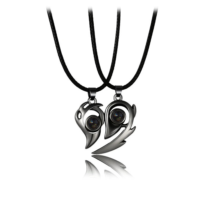 Good Simple Quality Couple Pendant Necklace Electrocardiogram