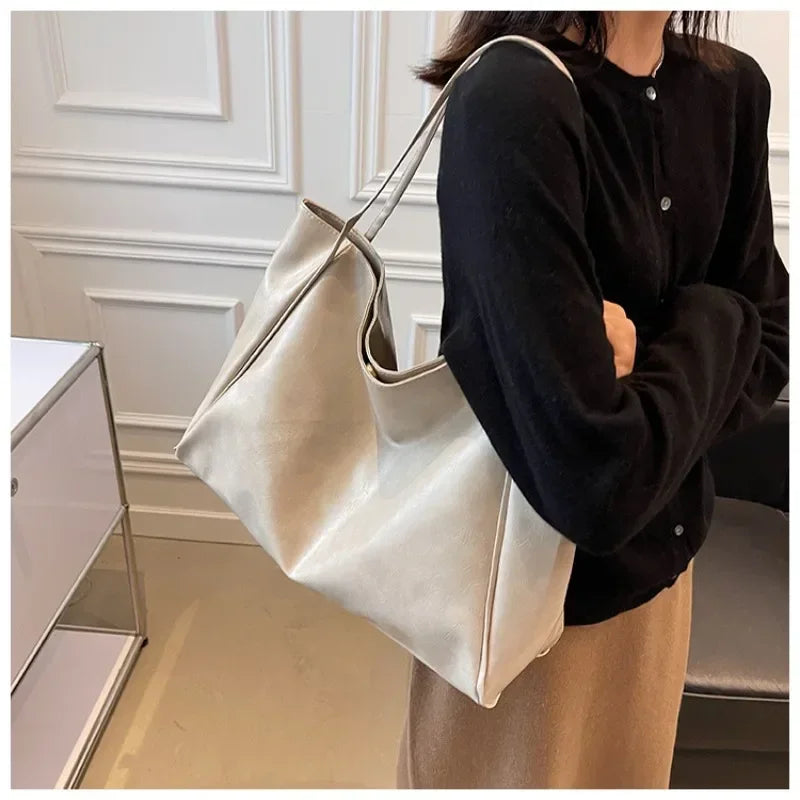 Women Tote Bag Fashion Underarm Pouch Large Capacity Soft Pu Leather Shoulder Bags