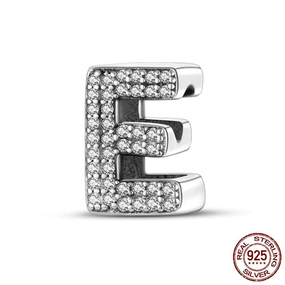 26 A-Z Alphabet Beads 925 Sterling Silver LOVE Letter Charm Fit