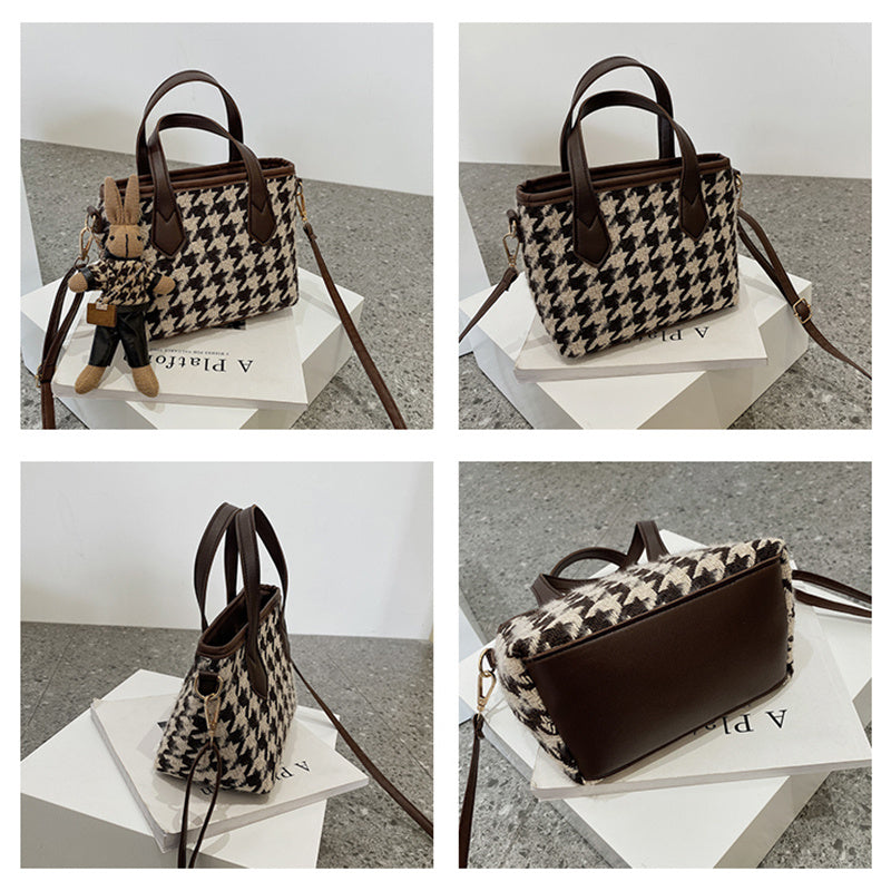 Fashion Houndstooth Shoulder Bags Portable Women