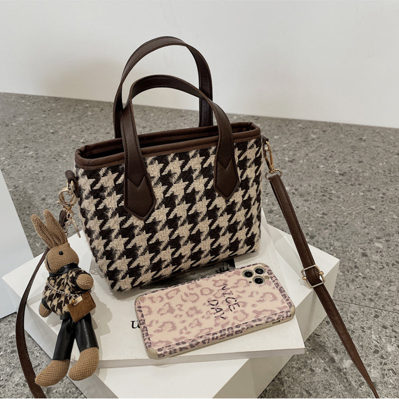 Fashion Houndstooth Shoulder Bags Portable Women