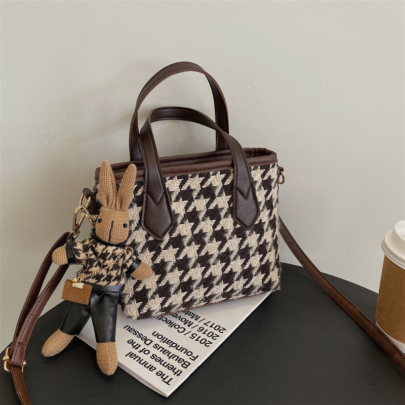 Fashion Houndstooth Shoulder Bags Portable Women