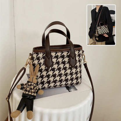 Fashion Houndstooth Shoulder Bags Portable Women